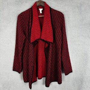 Chicos Open Front  Cardigan Womens 0 XS Red Mohair Whimsigoth Dark Academia Cozy